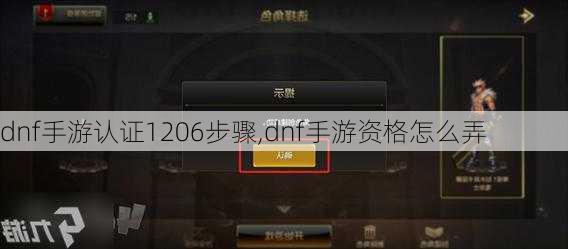 dnf手游认证1206步骤,dnf手游资格怎么弄