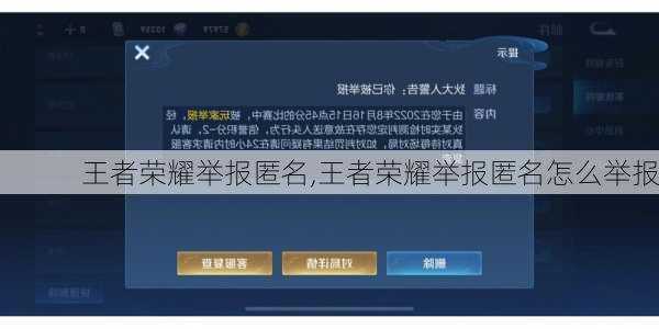 王者荣耀举报匿名,王者荣耀举报匿名怎么举报