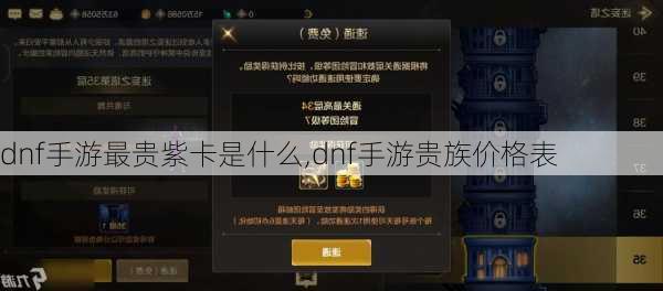 dnf手游最贵紫卡是什么,dnf手游贵族价格表