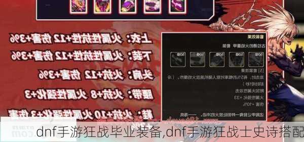 dnf手游狂战毕业装备,dnf手游狂战士史诗搭配