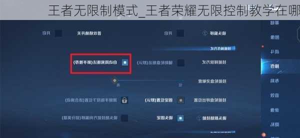 王者无限制模式_王者荣耀无限控制教学在哪