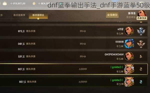 dnf蓝拳输出手法_dnf手游蓝拳50级