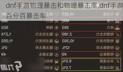 dnf手游物理暴击和物理暴击率,dnf手游百分百暴击率