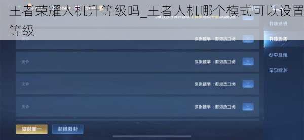 王者荣耀人机升等级吗_王者人机哪个模式可以设置等级
