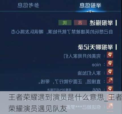 王者荣耀遇到演员是什么意思_王者荣耀演员遇见队友