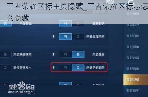 王者荣耀区标主页隐藏_王者荣耀区标志怎么隐藏