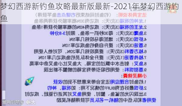 梦幻西游新钓鱼攻略最新版最新-2021年梦幻西游钓鱼