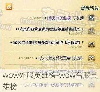 wow外服英雄榜-wow台服英雄榜