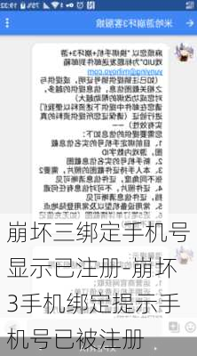 崩坏三绑定手机号显示已注册-崩坏3手机绑定提示手机号已被注册