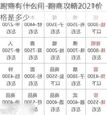 跑商有什么用-跑商攻略2021价格是多少