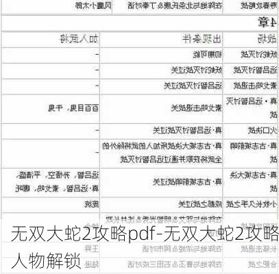 无双大蛇2攻略pdf-无双大蛇2攻略人物解锁