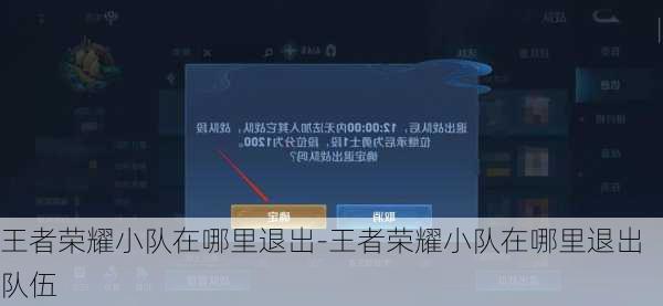 王者荣耀小队在哪里退出-王者荣耀小队在哪里退出队伍