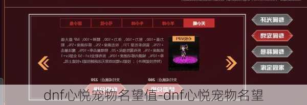 dnf心悦宠物名望值-dnf心悦宠物名望