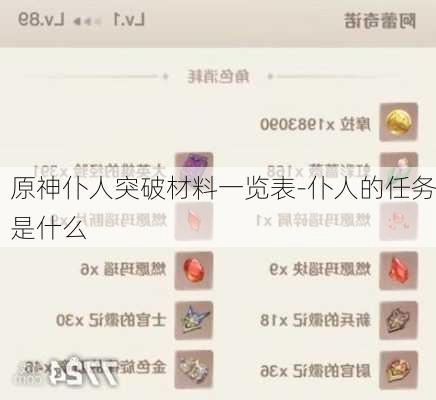 原神仆人突破材料一览表-仆人的任务是什么